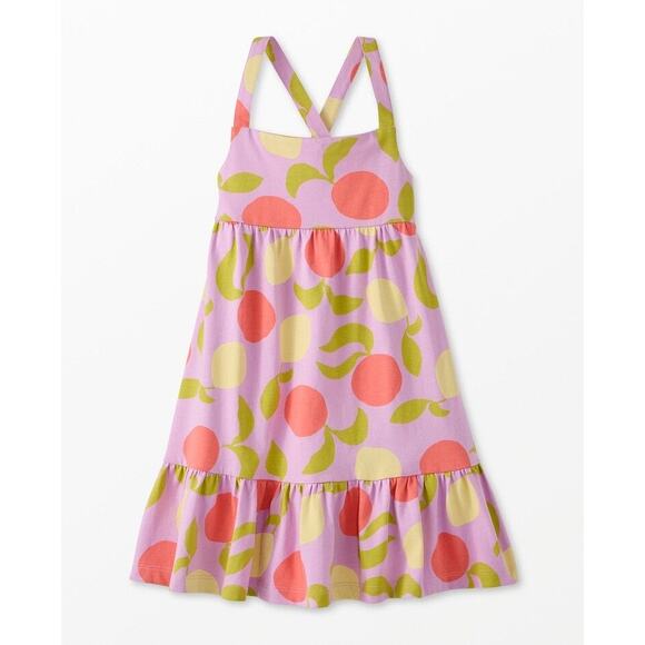 Hanna Anderson Girl’s Sleeveless Crossback Dress with Pockets Sz 6/7 Fruit Print - Picture 1 of 9